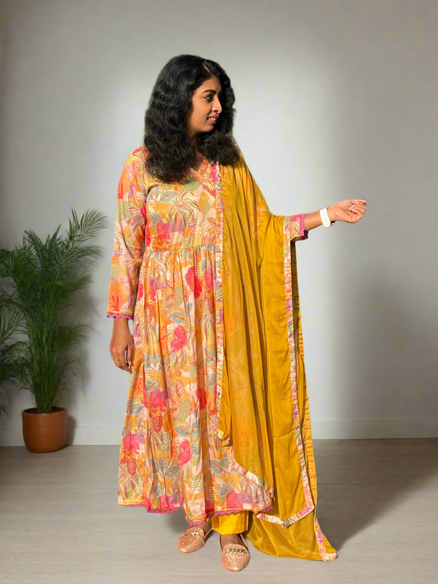 Sheela Lavender & Yellow Suit