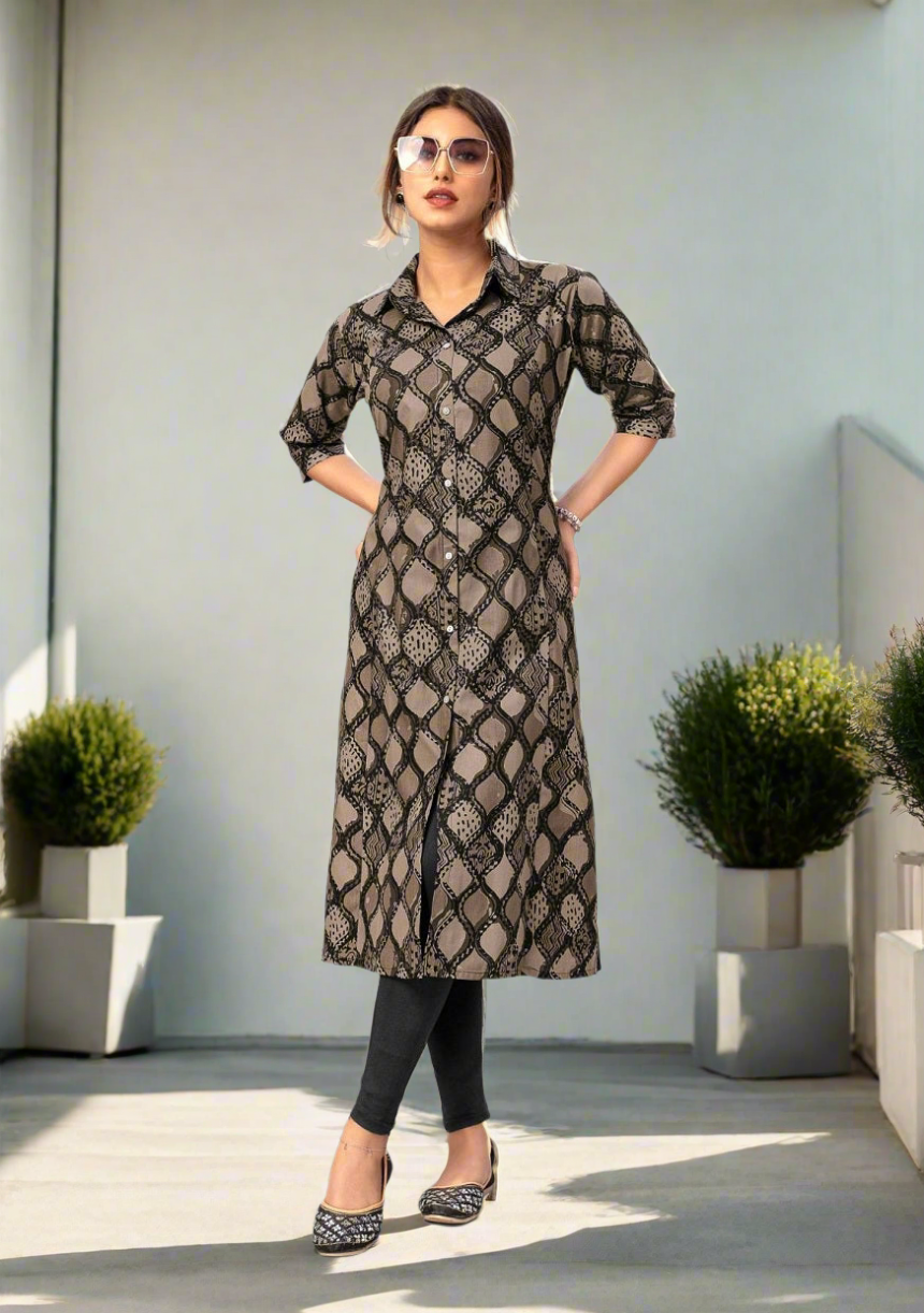 Deesha Black A-line Kurtis