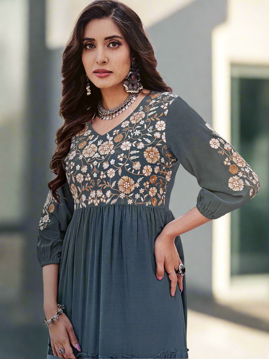 Aanchal Teal Tiered Dress