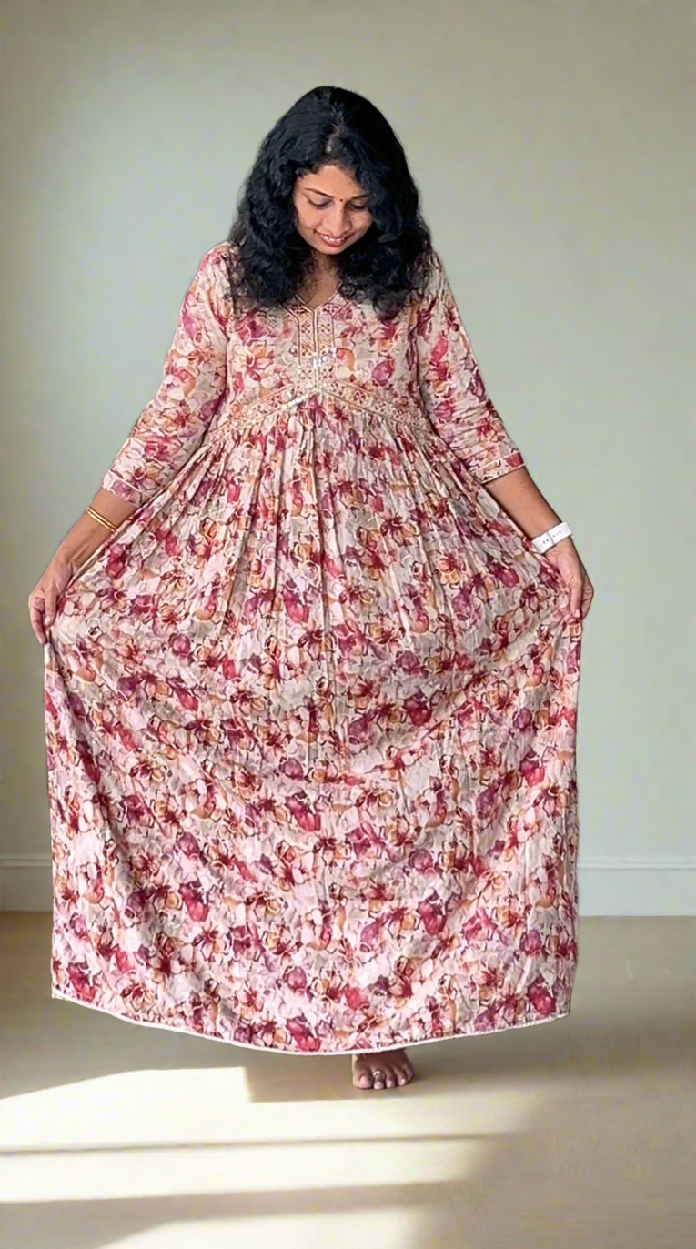 Aditi Pastel Pink Alia-Cut Dress