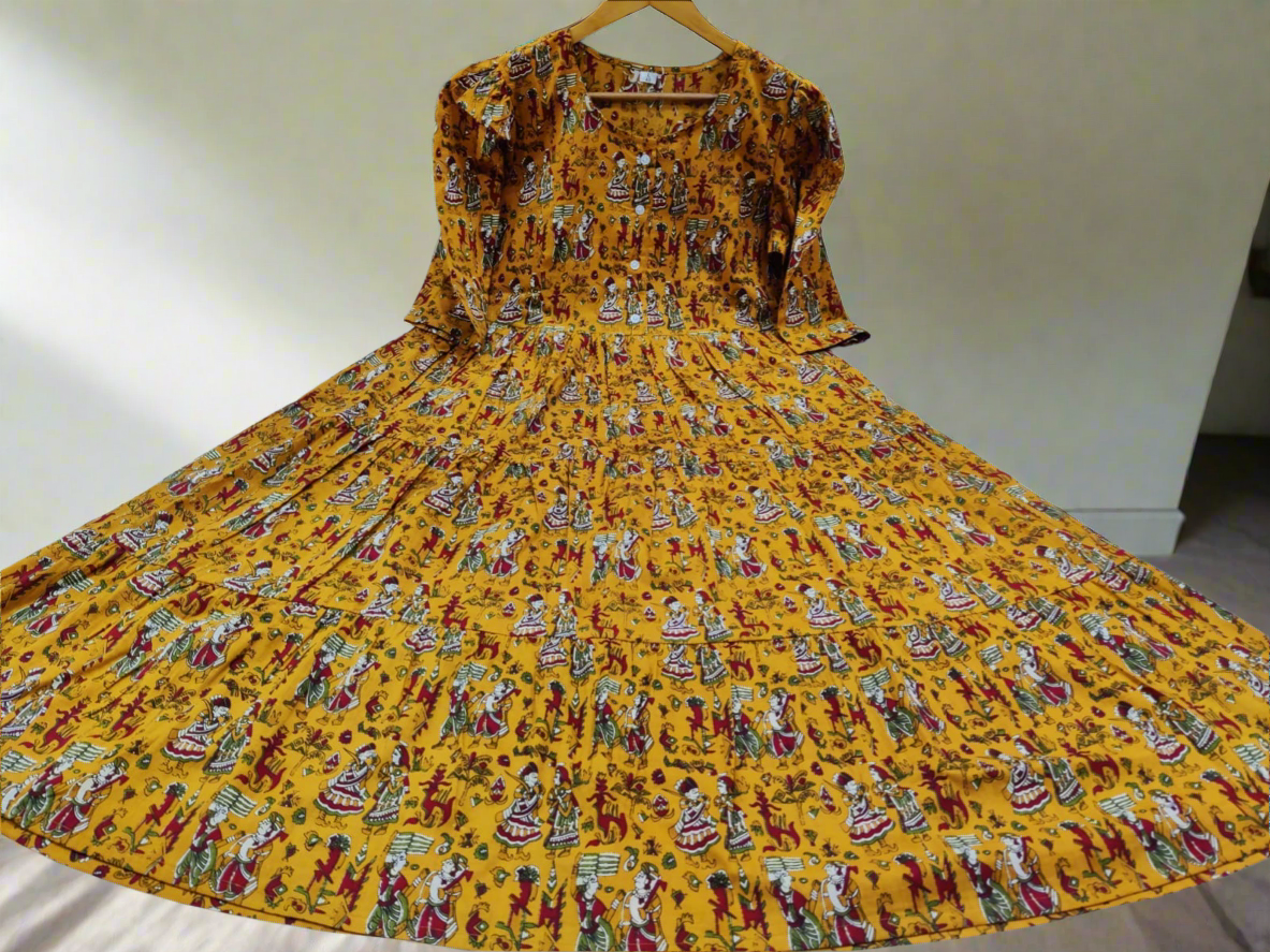 Daisy Mustard Tiered Dress