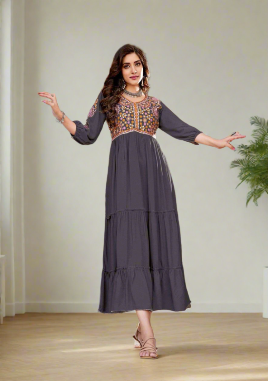 Aanchal Pastel Purple Tiered Dress