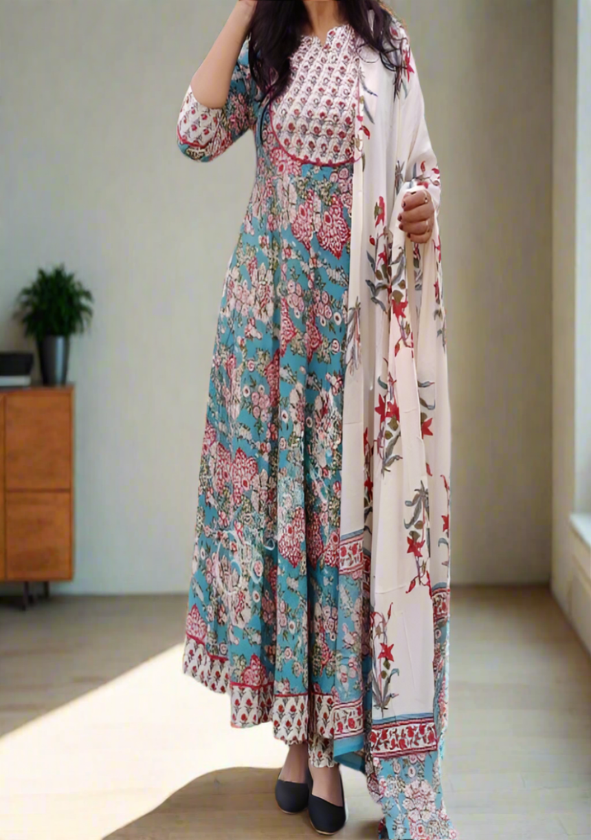 Dhivya Blue Anarkali Suit