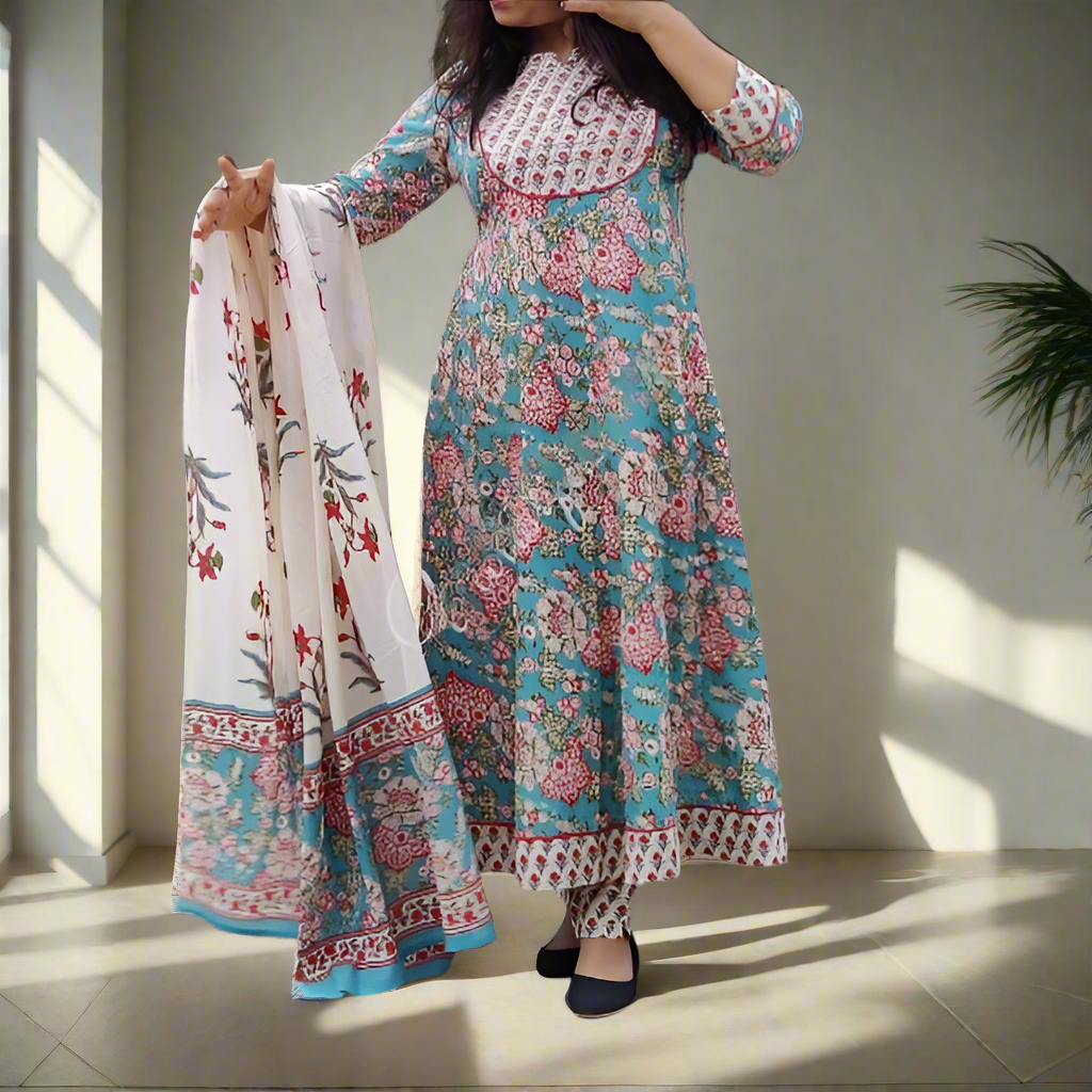 Dhivya Blue Anarkali Suit