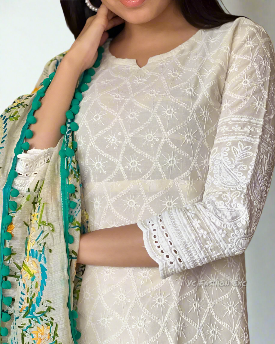 Shilpa White Straight-Cut Suit