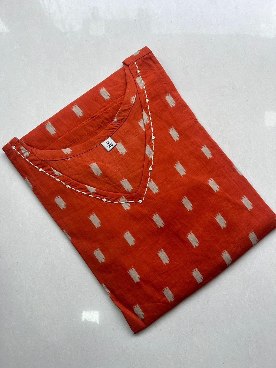 Veera Rust Stright-Cut Kurtis