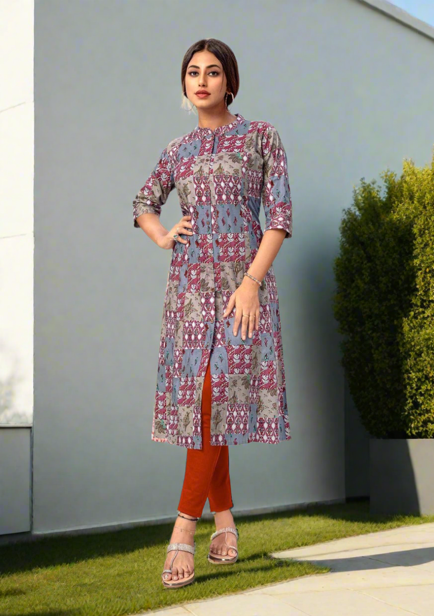 Deesha Multicolour A-line Kurtis