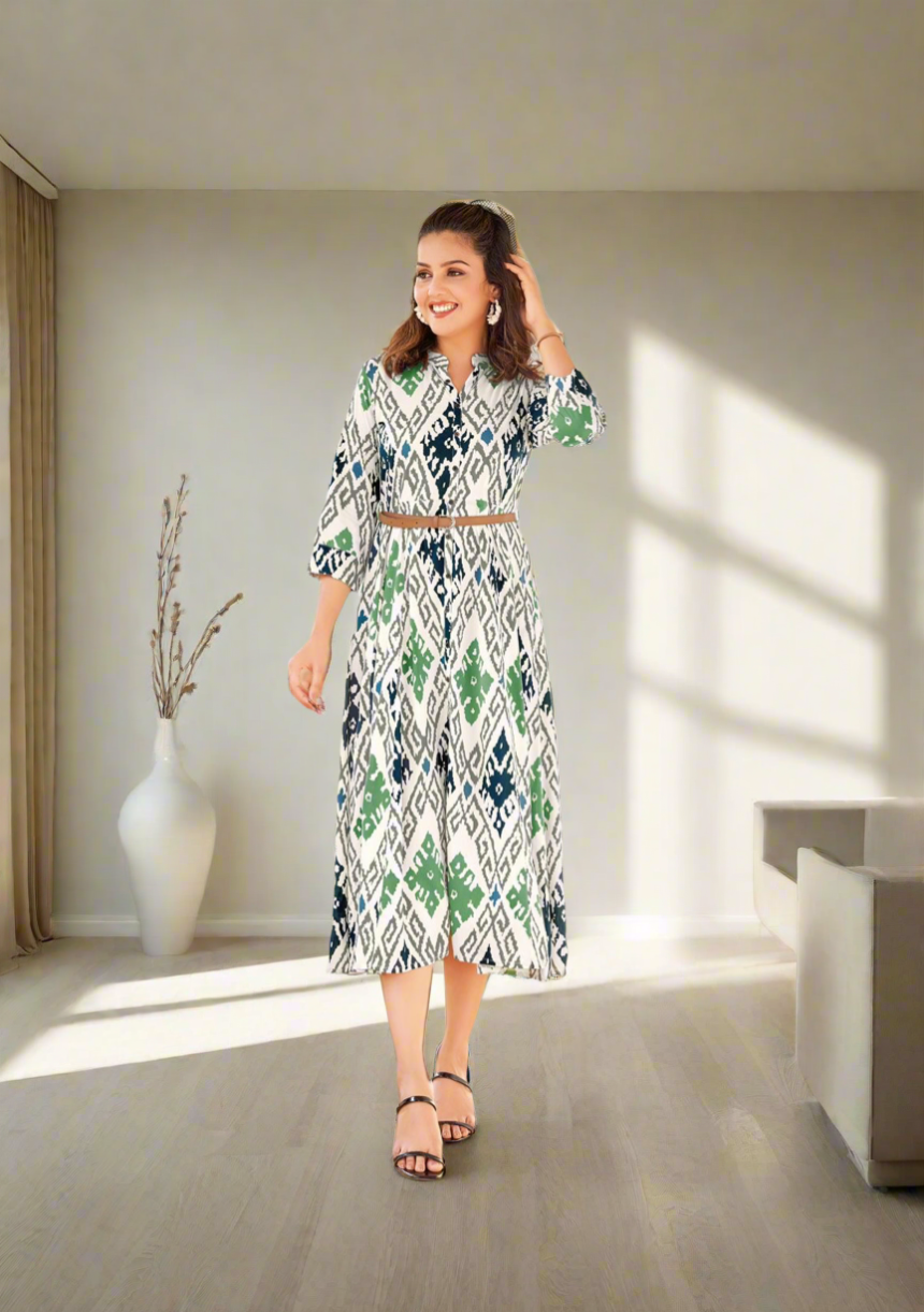 Belt White A-line Dress
