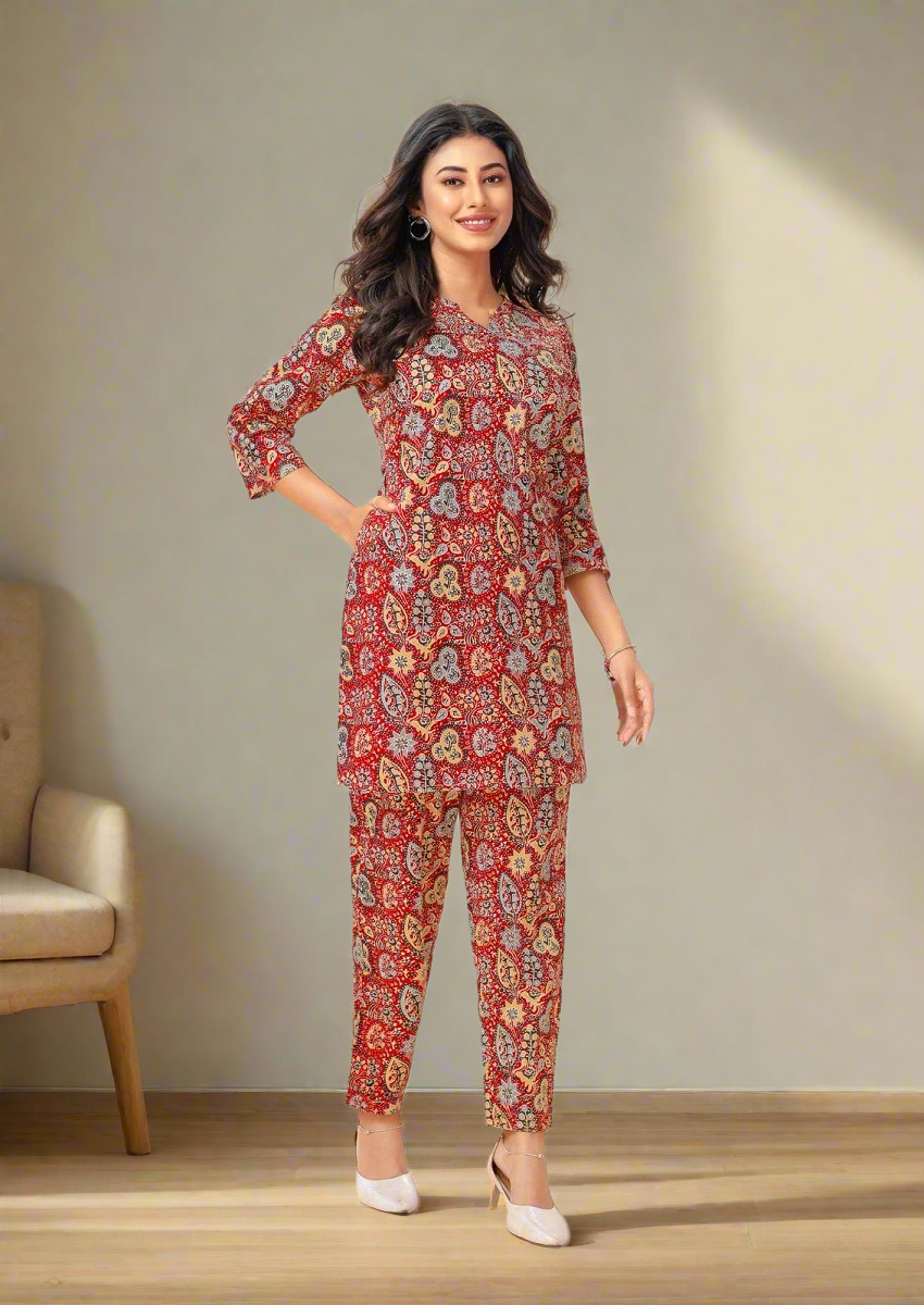 Diya Red Co-Ord Set