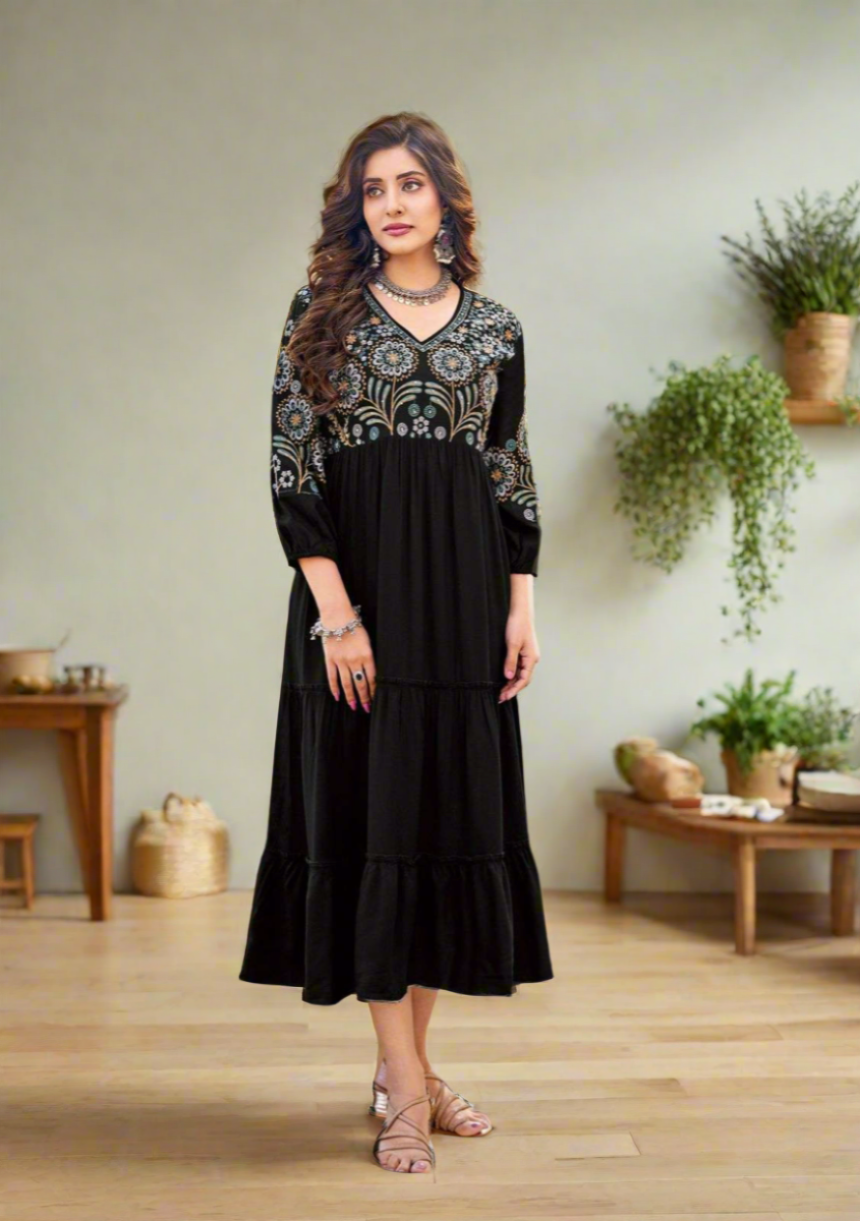 Aanchal Black Tiered Dress