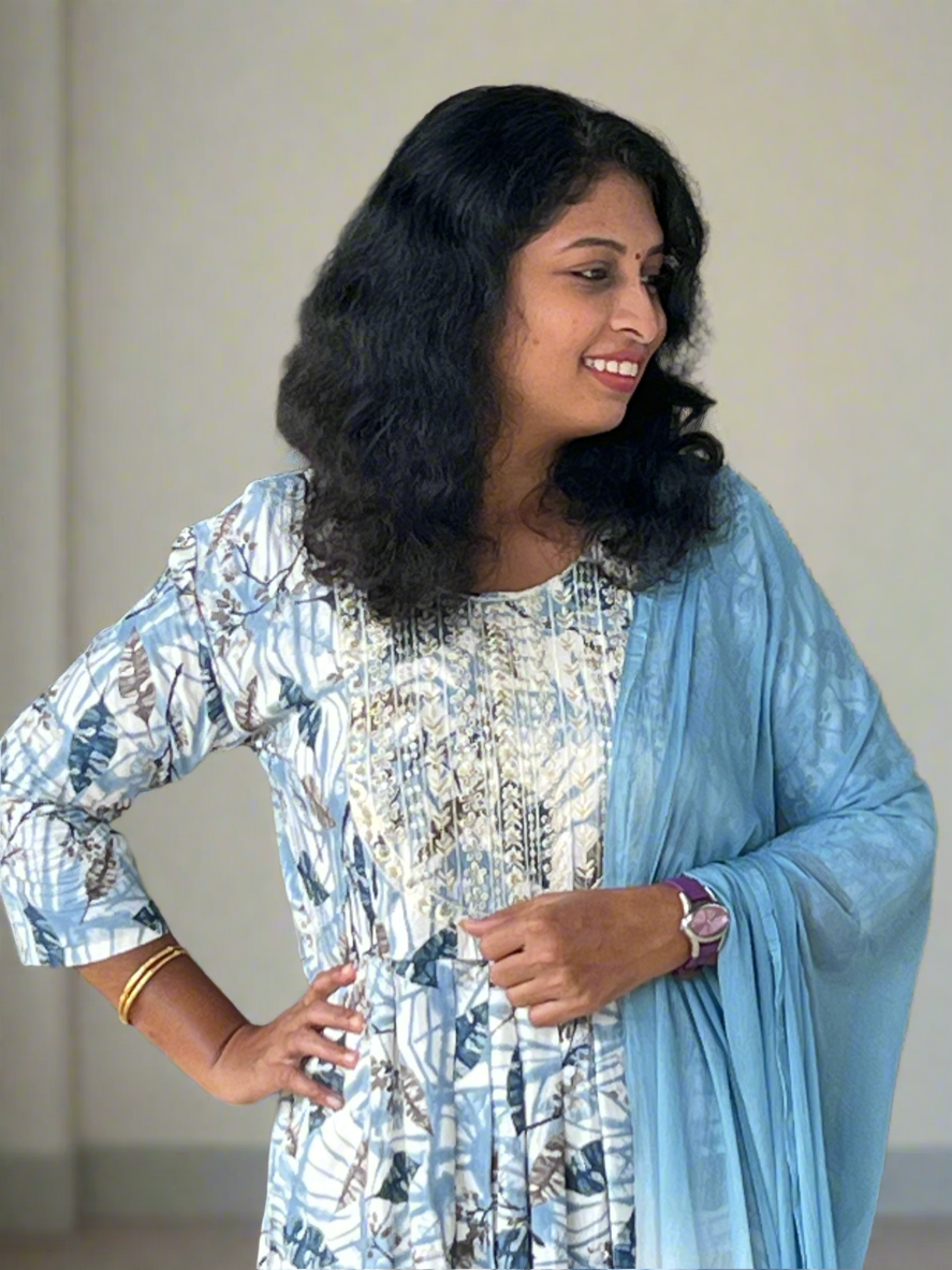 Nidhi Pastel Blue Naira-Cut Suit