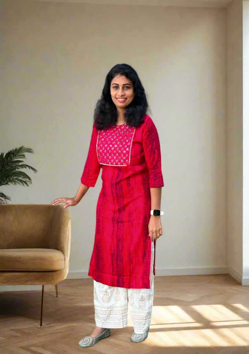 Mozhi Rose Straight Kurtis