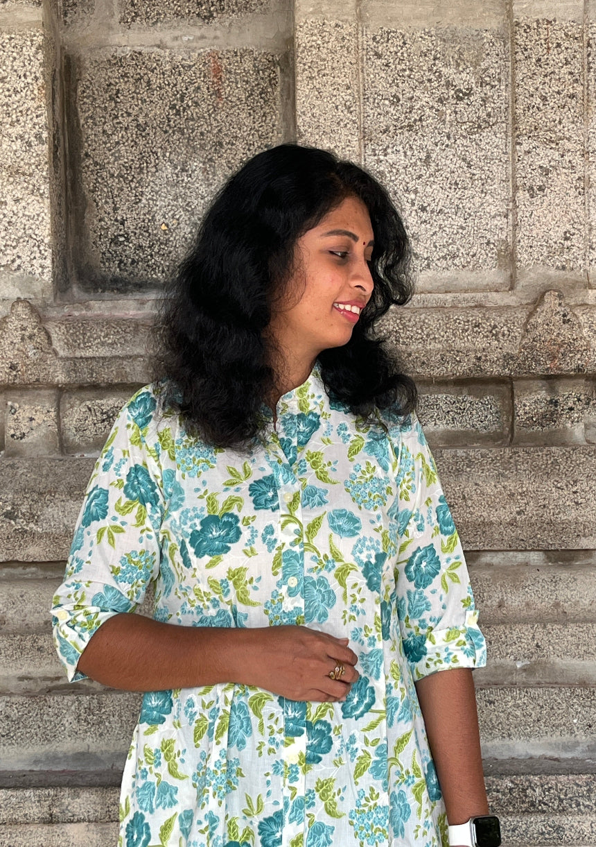 Sakshi Sky Blue A-line Kurtis