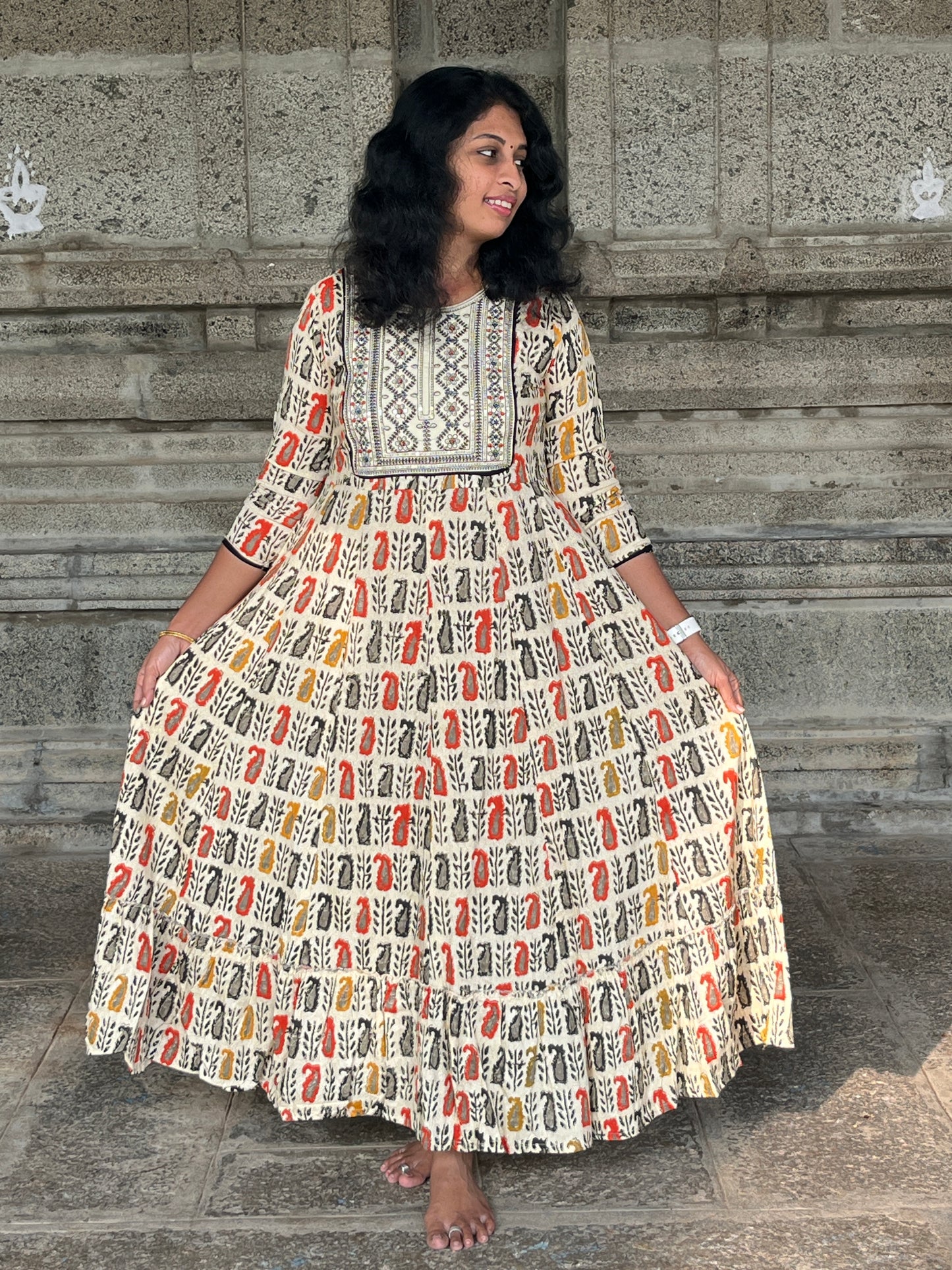 Lily Cream Anarkali Dress
