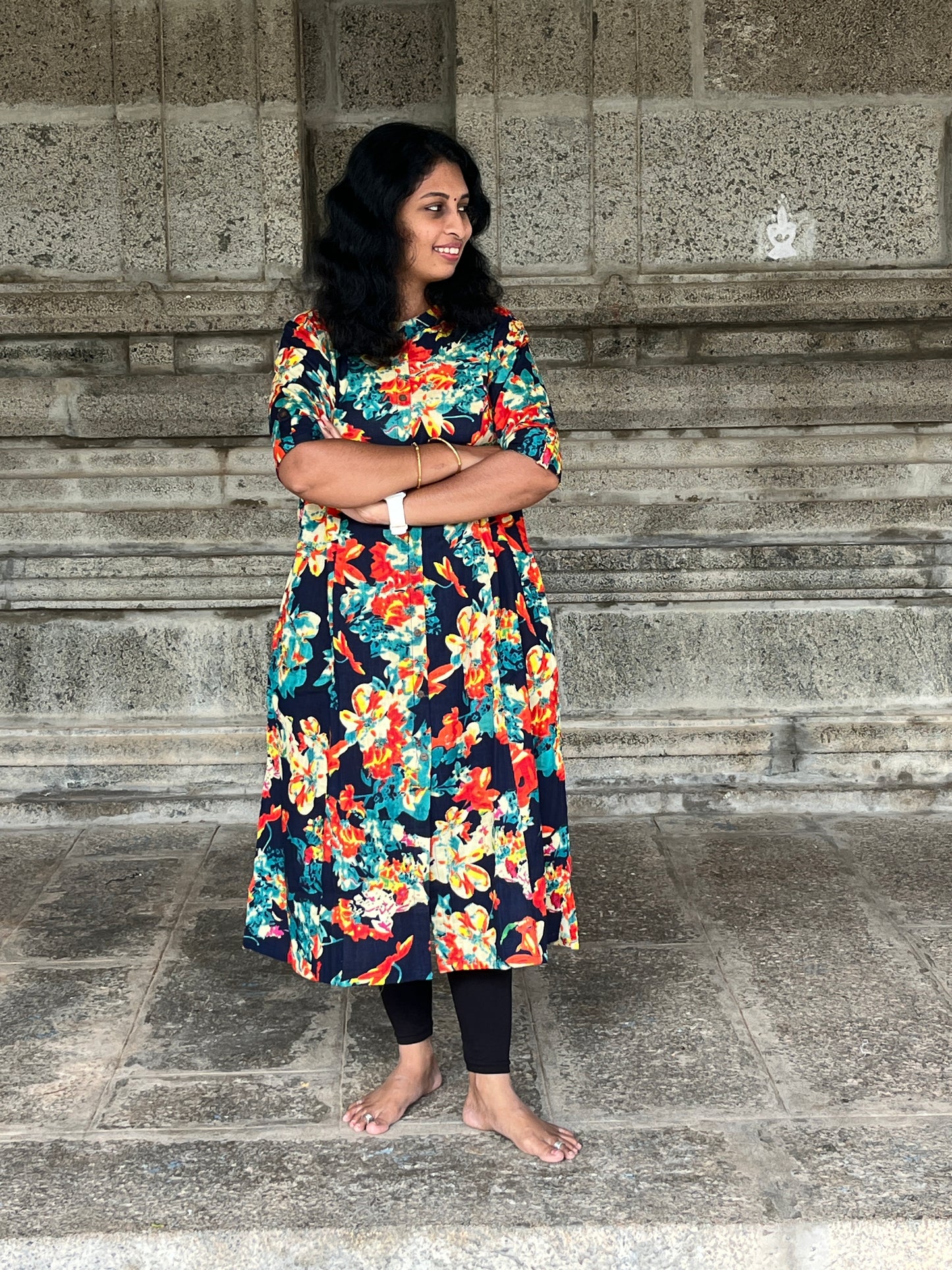 Shreya Navy Blue A-line Kurti
