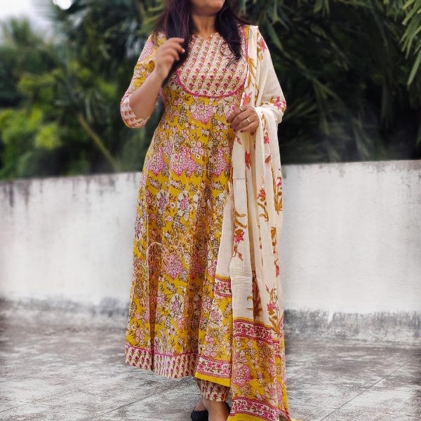 Dhivya Yellow Anarkali Suit