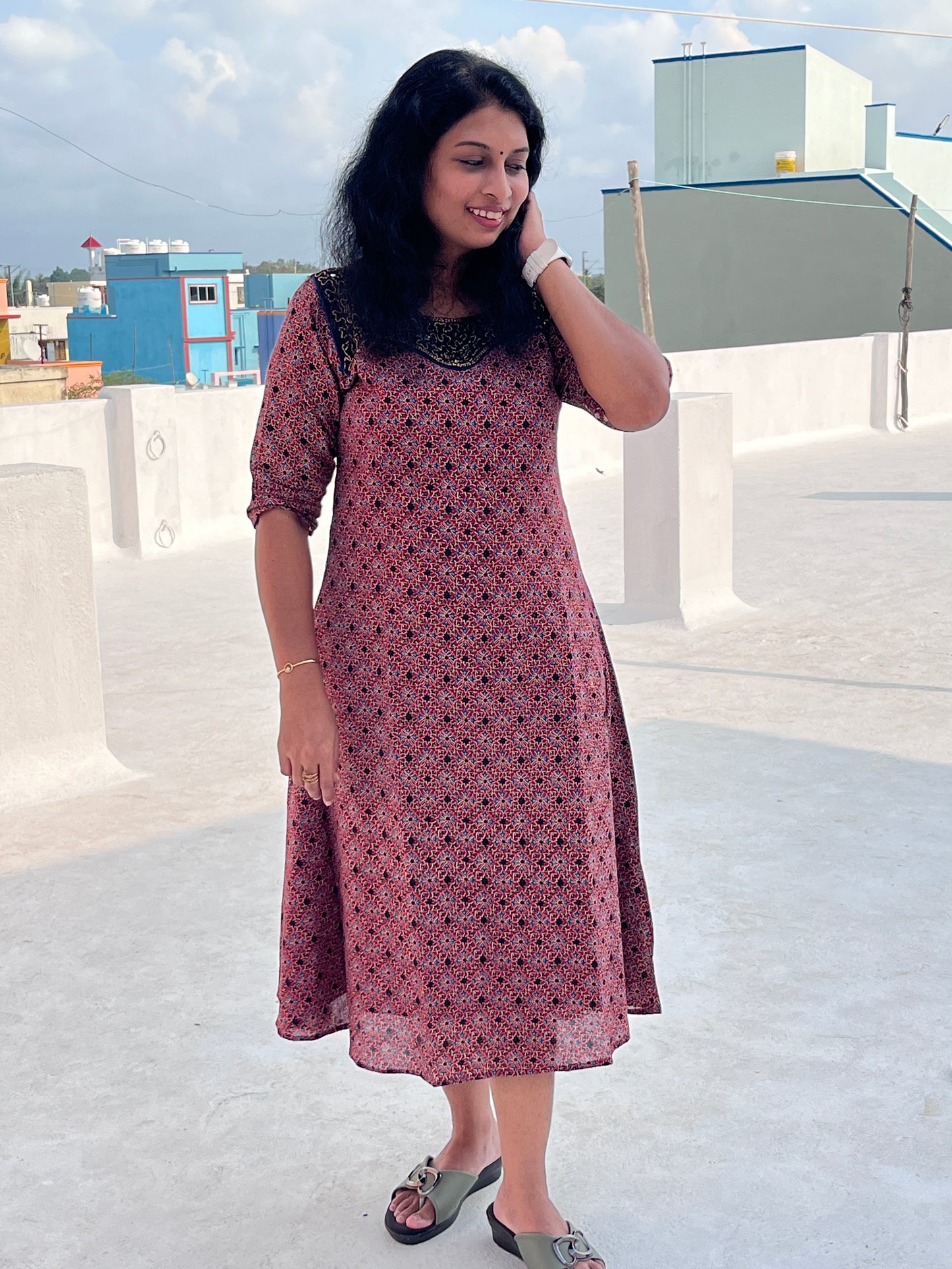 Thara Red A-line Kurtis