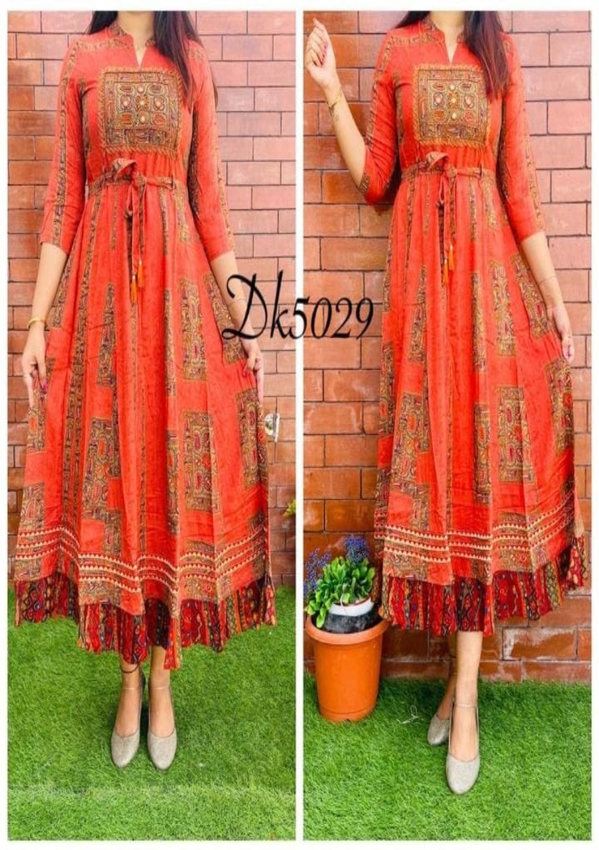 Riya Orange Anarkali Dress