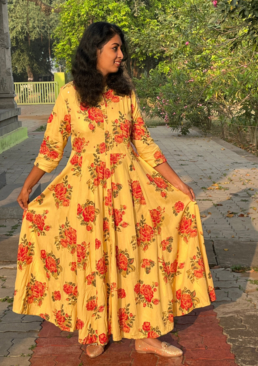 Aditi Yellow Anarkali dress