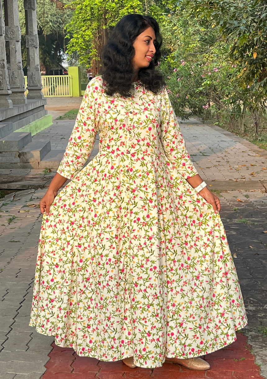 Aditi Cream Anarkali Dress