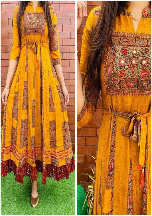 Riya Mustard Anarkali Dress