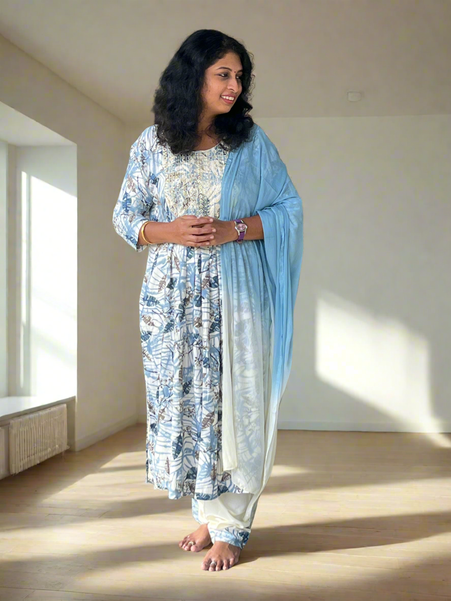 Nidhi Pastel Blue Naira-Cut Suit