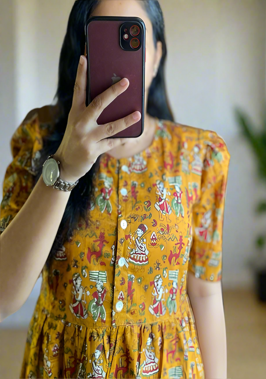 Daisy Mustard Tiered Dress