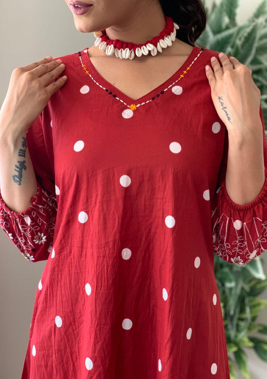 Daisy Red Polka Dress