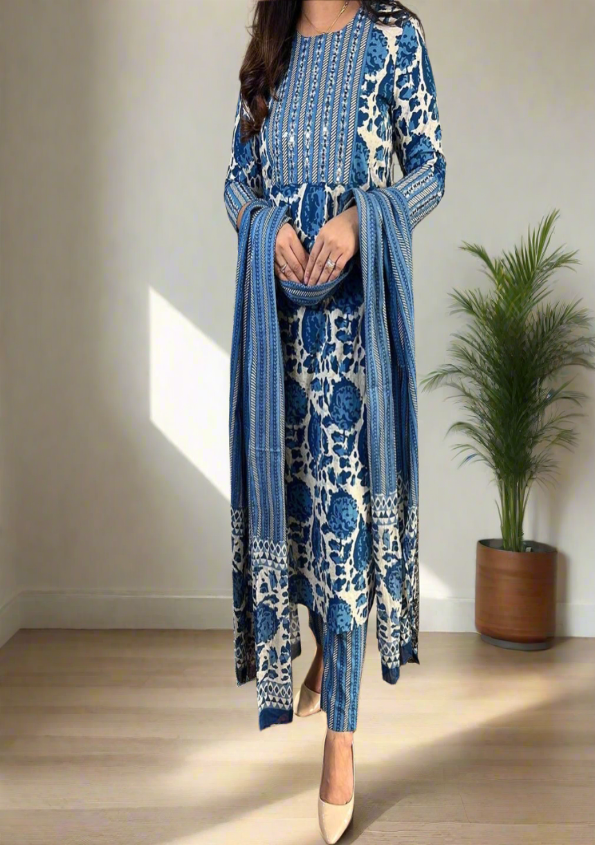 Priya Blue Straight-Cut Suit