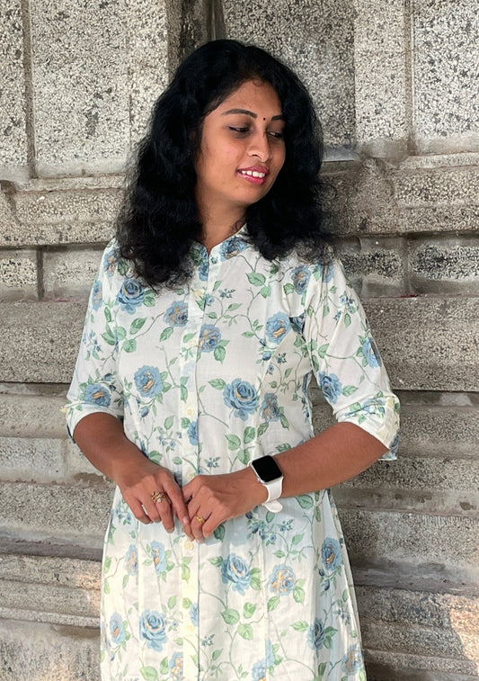 Sakshi Sky Blue A-line Kurtis