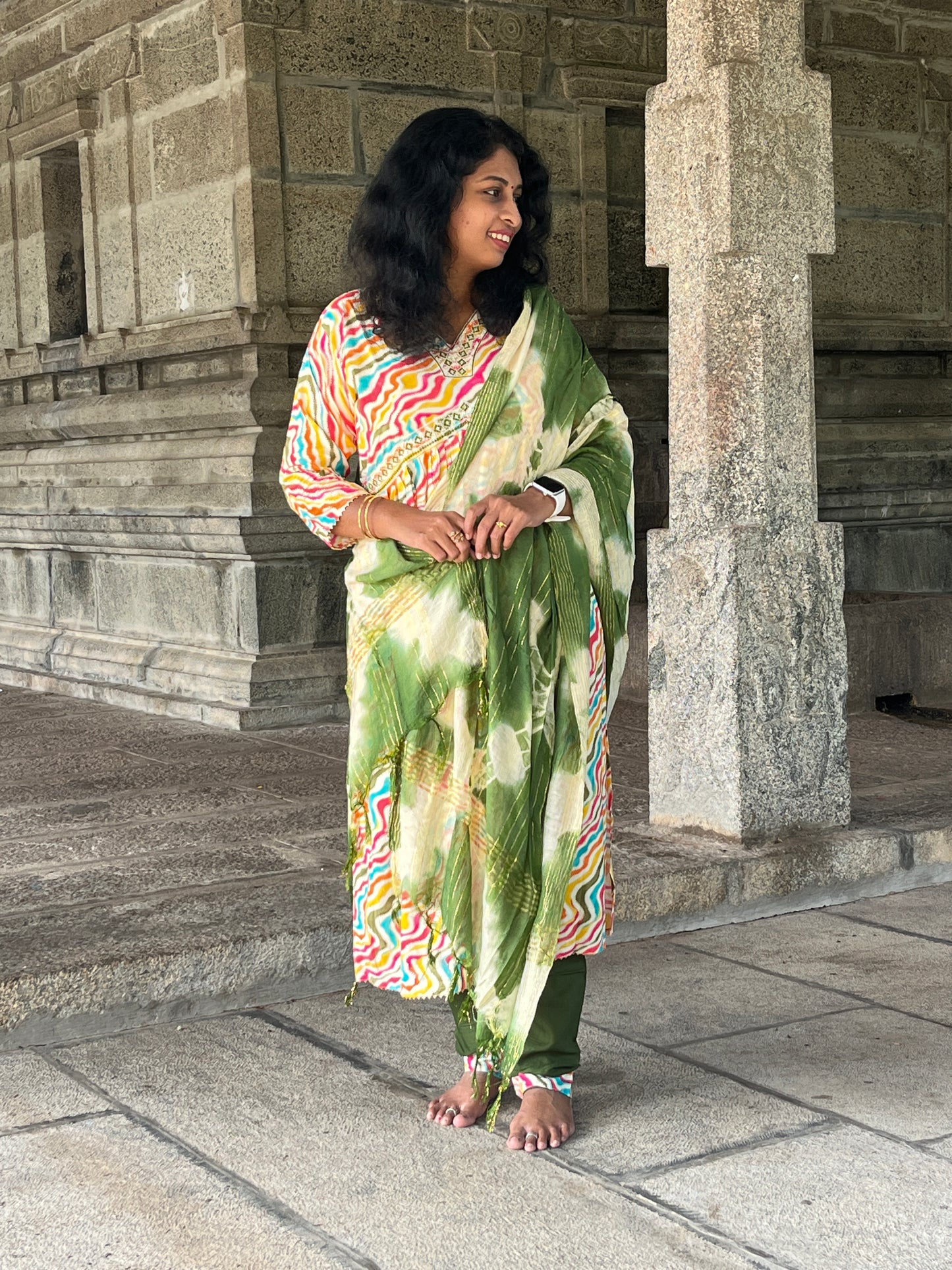 Paaru Mehandi Multicolor Alia-Cut Suit