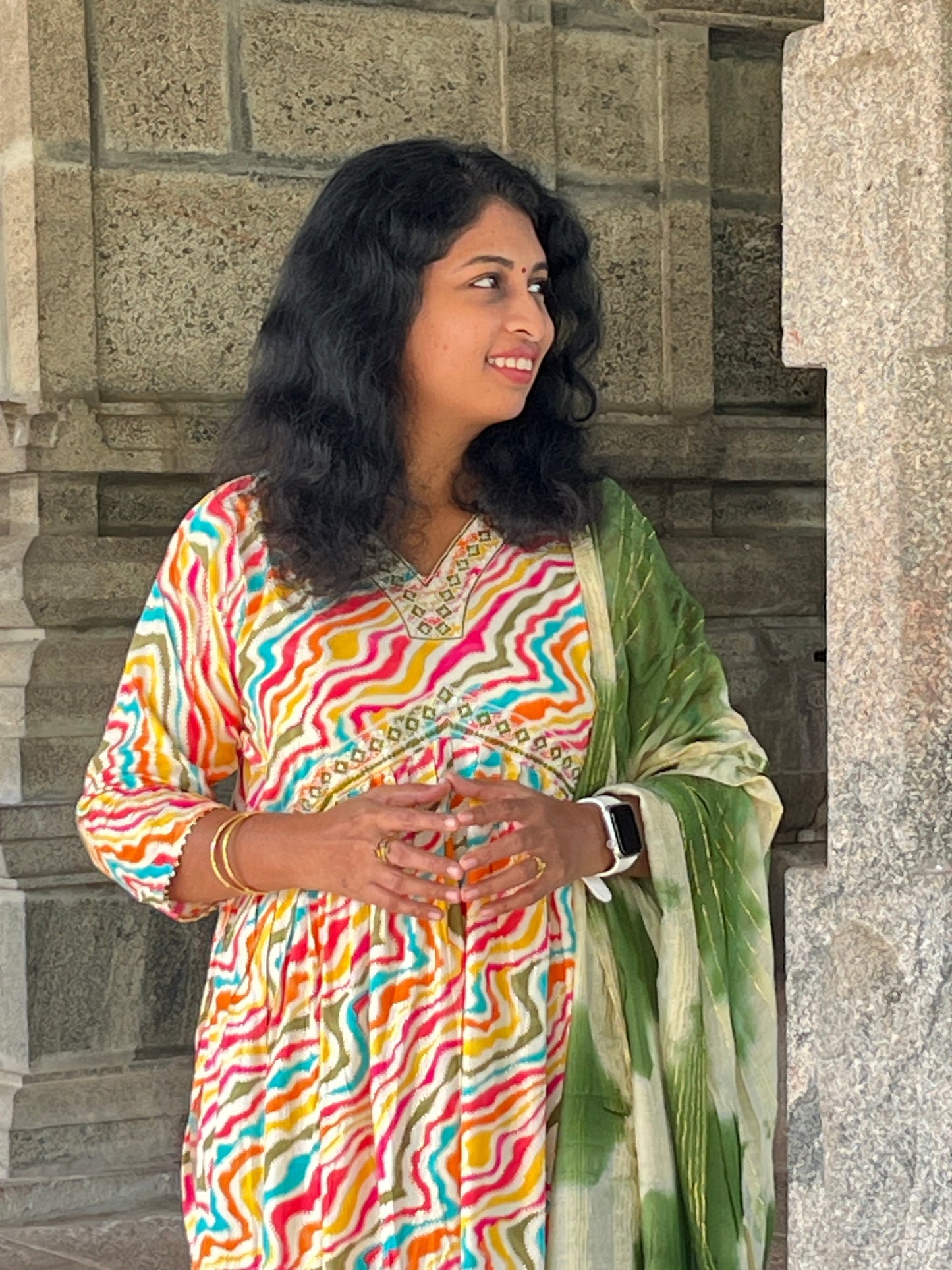 Paaru Mehandi Multicolor Alia-Cut Suit