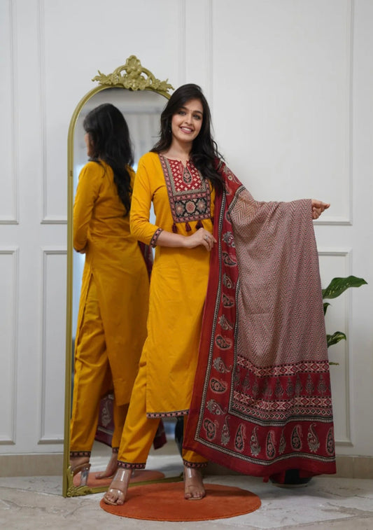 Priya Mustard Straight-Cut Suit