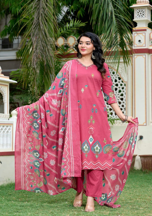 Poorvi Pink Straight-Cut Suit