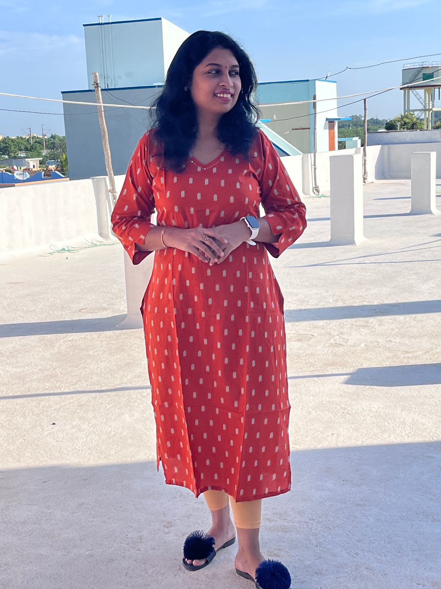 Veera Rust Stright-Cut Kurtis