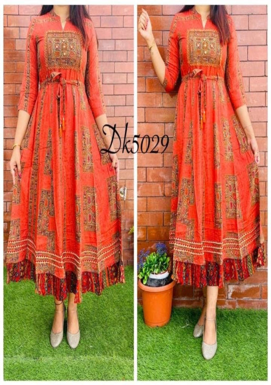 Riya Orange Anarkali Dress